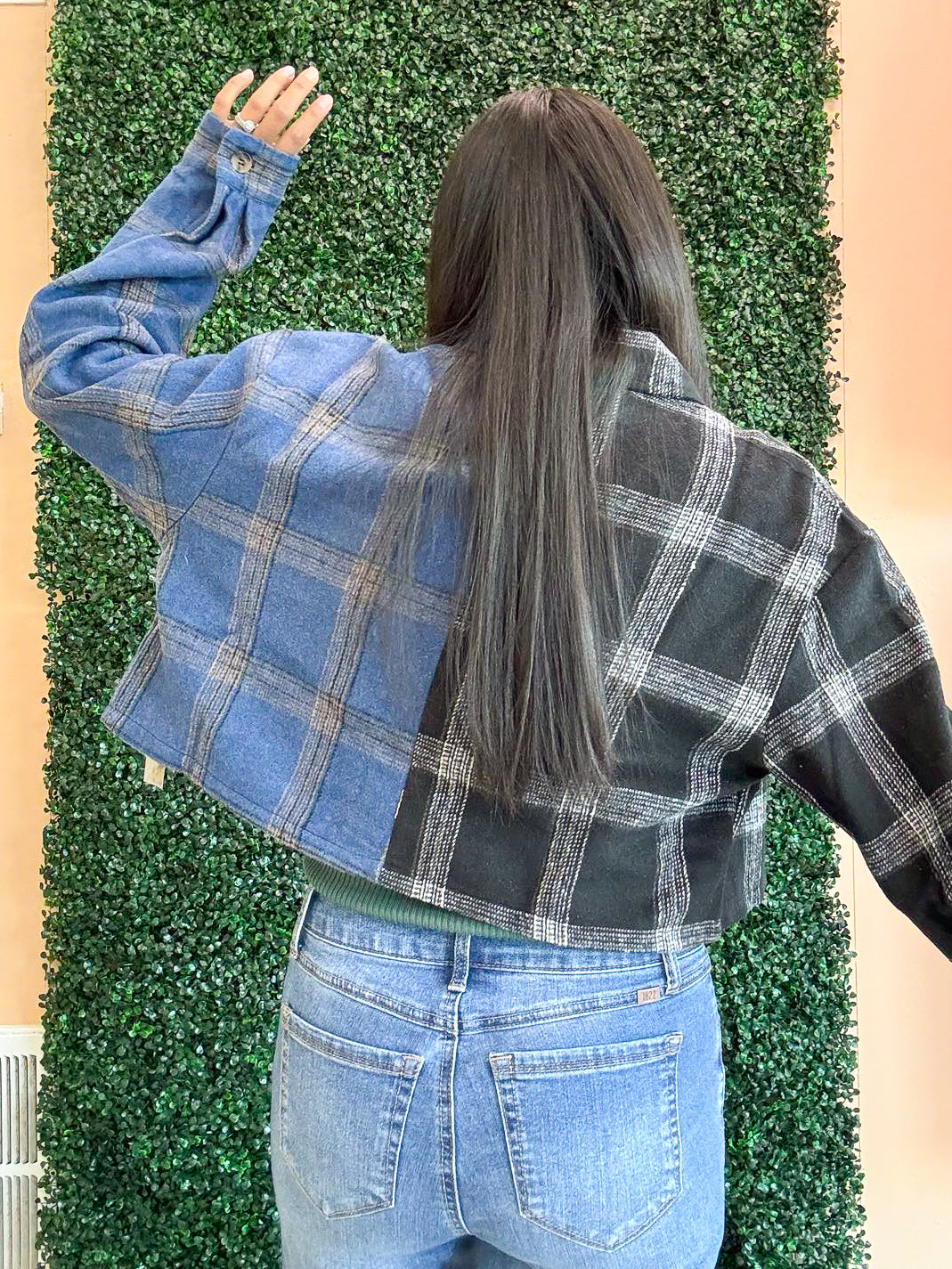 Color-Block Plaid Jacket