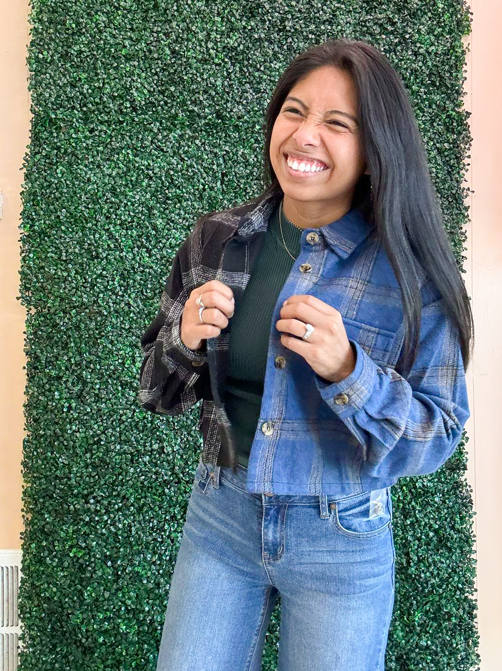 Color-Block Plaid Jacket