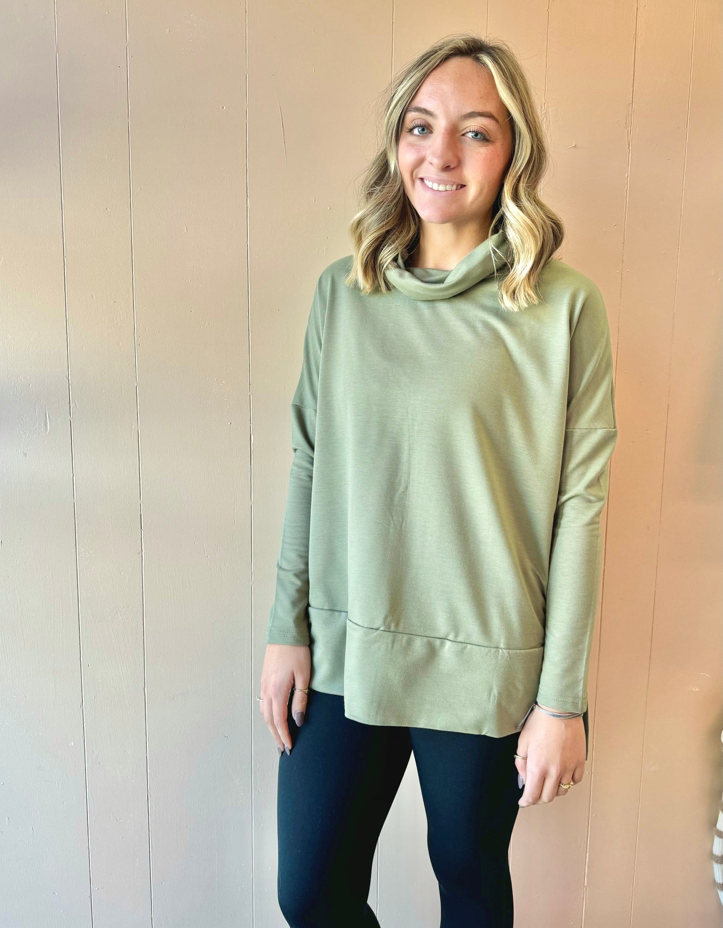 Cowl Neck Shift Tunic Top