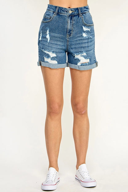 High Rise Denim Shorts