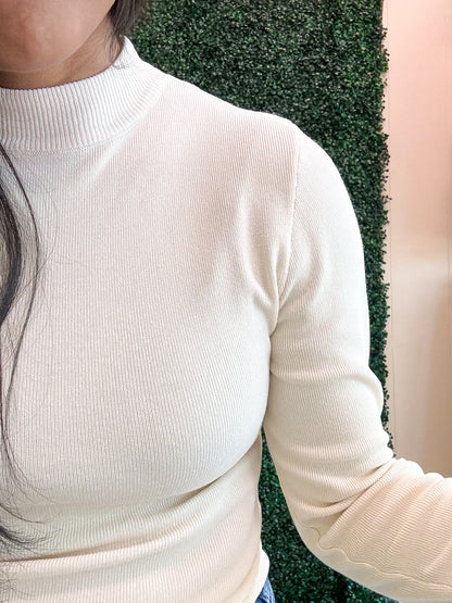 Mock Neck Long Sleeve Knit Sweater