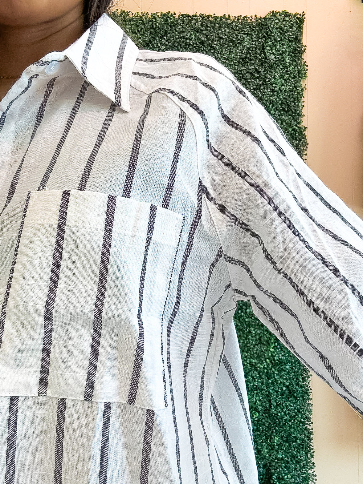 Stripe Buttoned Oversized Shirt