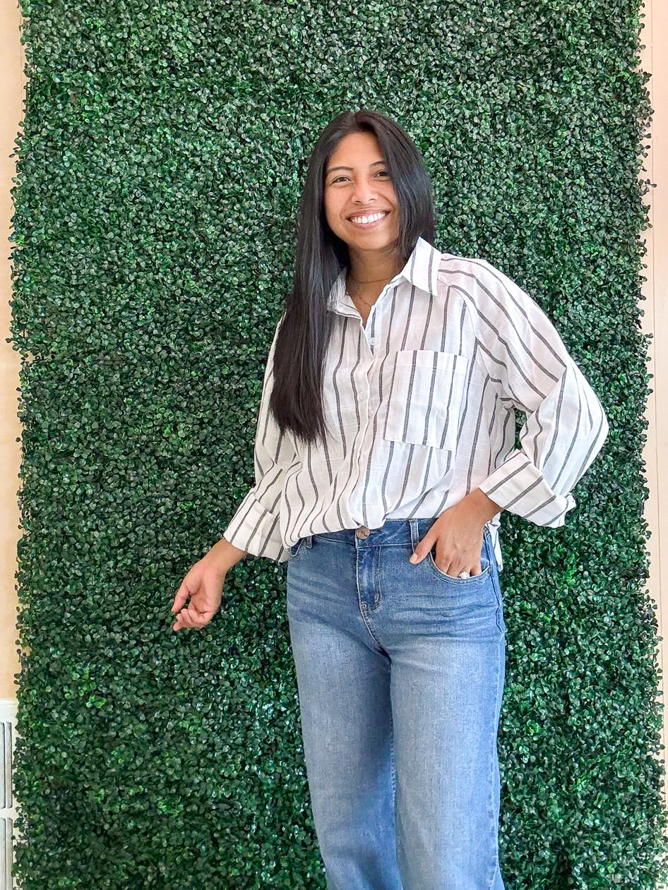 Stripe Buttoned Oversized Shirt